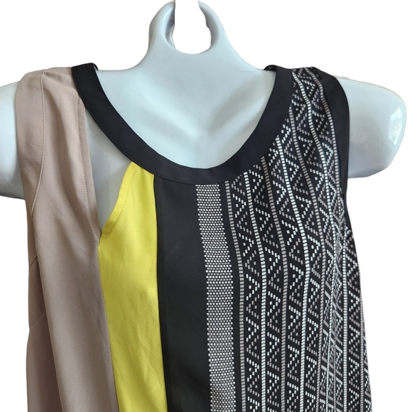 BCBGMaxazria Color Block Contemporary Sleeveless Asymmetrical Cut Out Tunic M - Picture 5 of 13